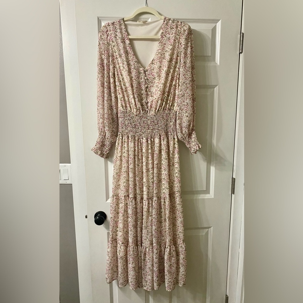 Long sleeve Maxi dress with sheer sleeves